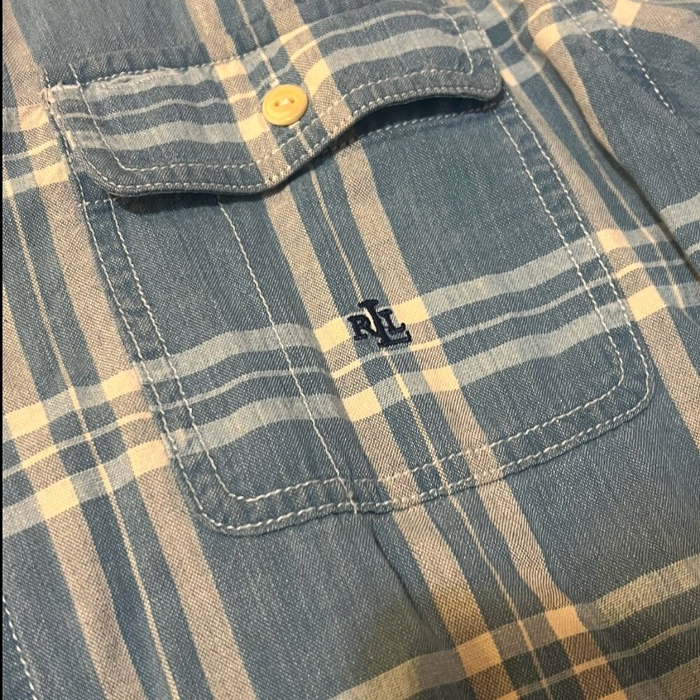 Ralph Lauren Blue Plaid Shirt Medium - Picture 3 of 5
